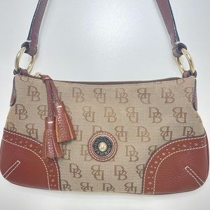 Small shoulder Dooney & Bourke signature purse brown gold hardware